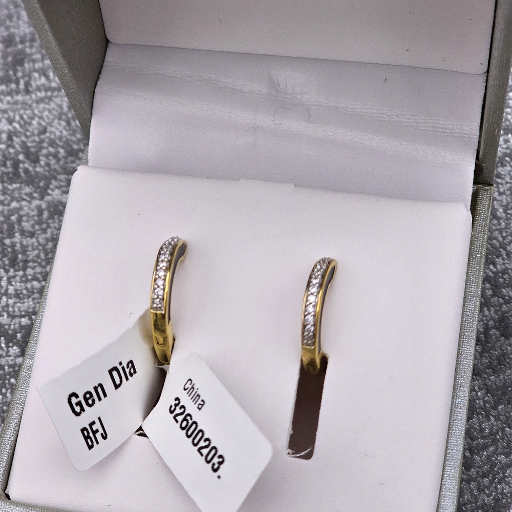 Brilliance Fine jewelry pave’ gold tone over sterling silver earrings.